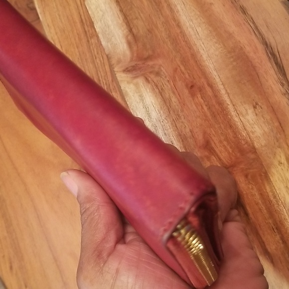 Valentina Made In Italy Leather Wallet Zip Around & Snap Front Wine Color - Picture 6 of 16